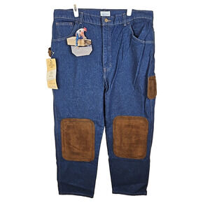 JAQUE DUBOIS CARPENTER JEANS 40x30 HEAVY DUTY LEATHER KNEE PAD WORK PANTS USA